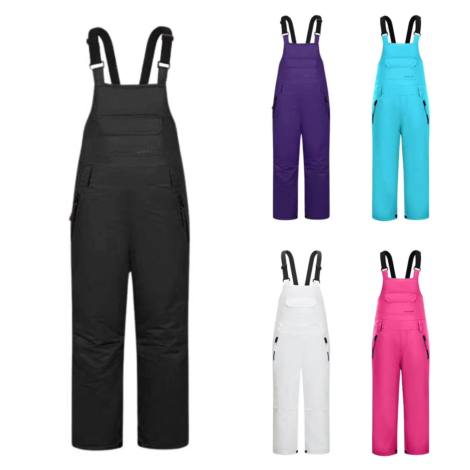 Outdoor Ski Wear Ski Pants Suspenders Boy's and Girl's Waterproof Outdoor Sports Pants Quick Dry Straight Leg Sports Pants