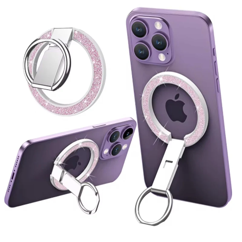 

New Magnetic Ring Holder Glitter 360° Rotate Phone Stand for iphone 13 14 15 16 Fits for Magnetic Case Foldable Kickstand gift