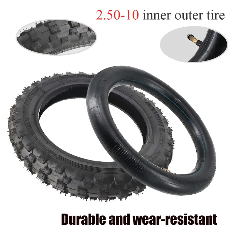 AliExpress For Motorcycle Motocross Dirt Pit Bike front and rear tires 10 inches 2.50-10 Inner Tube Outer tyre