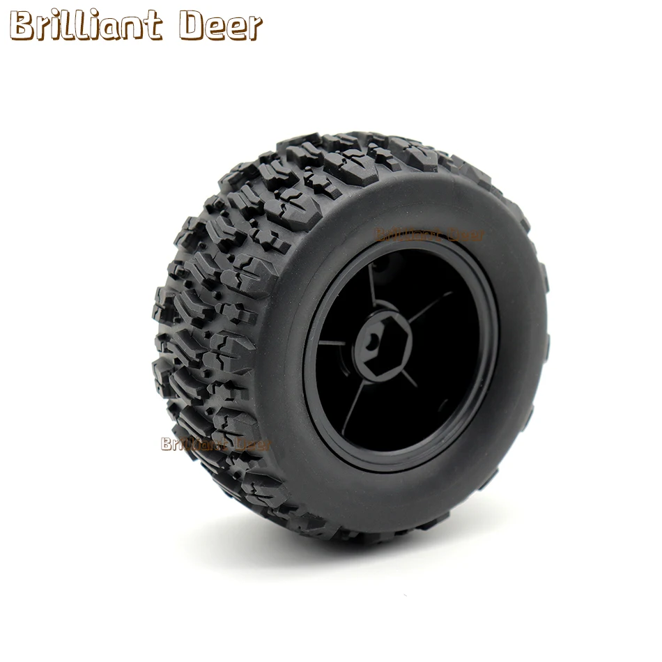 4PCS 90mm Monster Truck Tires Off Road Buggy Rubber Wheels 12mm Hex Hubs for 1/14 Wltoys 144010 MJX Hyper Go 14209 14210 RC Car