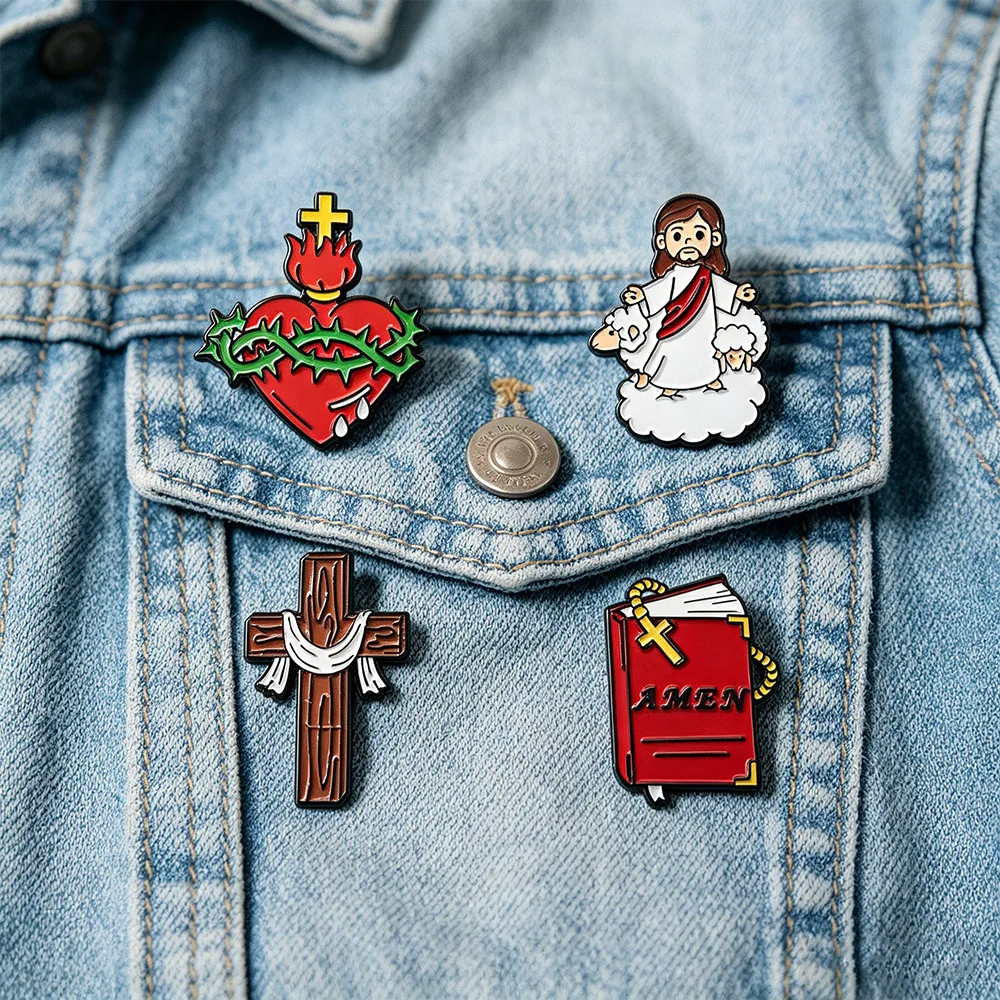 Embroidery Jesus - Broche en émail et épinglette de