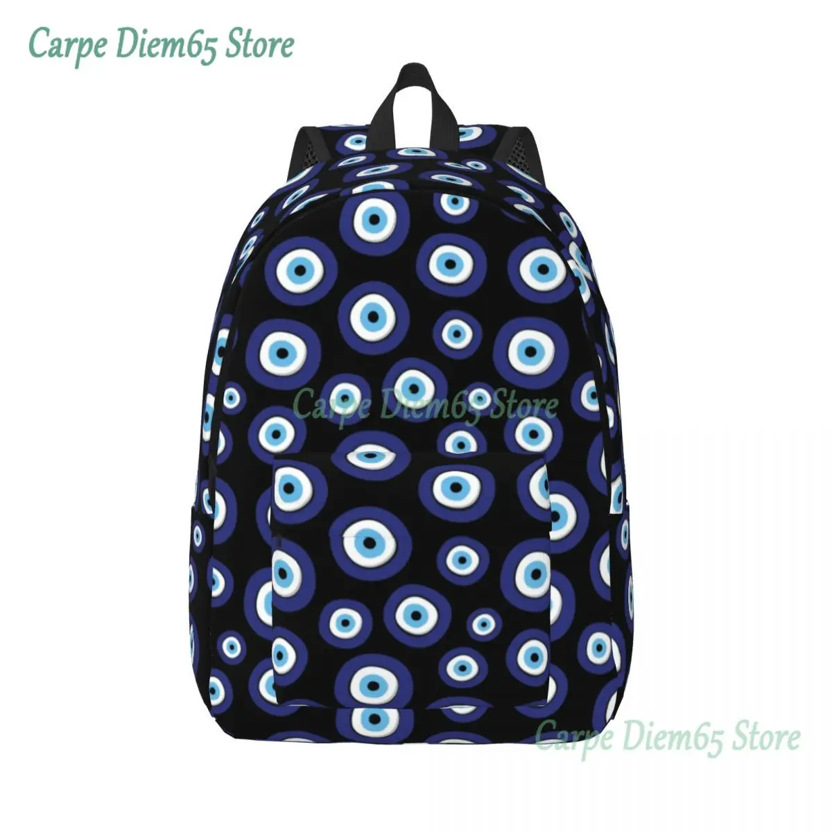 

Greek Amulet Evil Eye Pattern Canvas Backpacks for Men School College Student Bookbag Fits 15 Inch Laptop Nazar Lucky Charm Bags