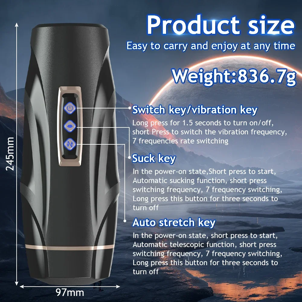 كأس طائرات قابل للسحب أوتوماتيكي بالكامل، كأس استمناء للرجال، جيب واقعي، لعبة جنسية للبالغين لتحفيز المهبل والقضيب