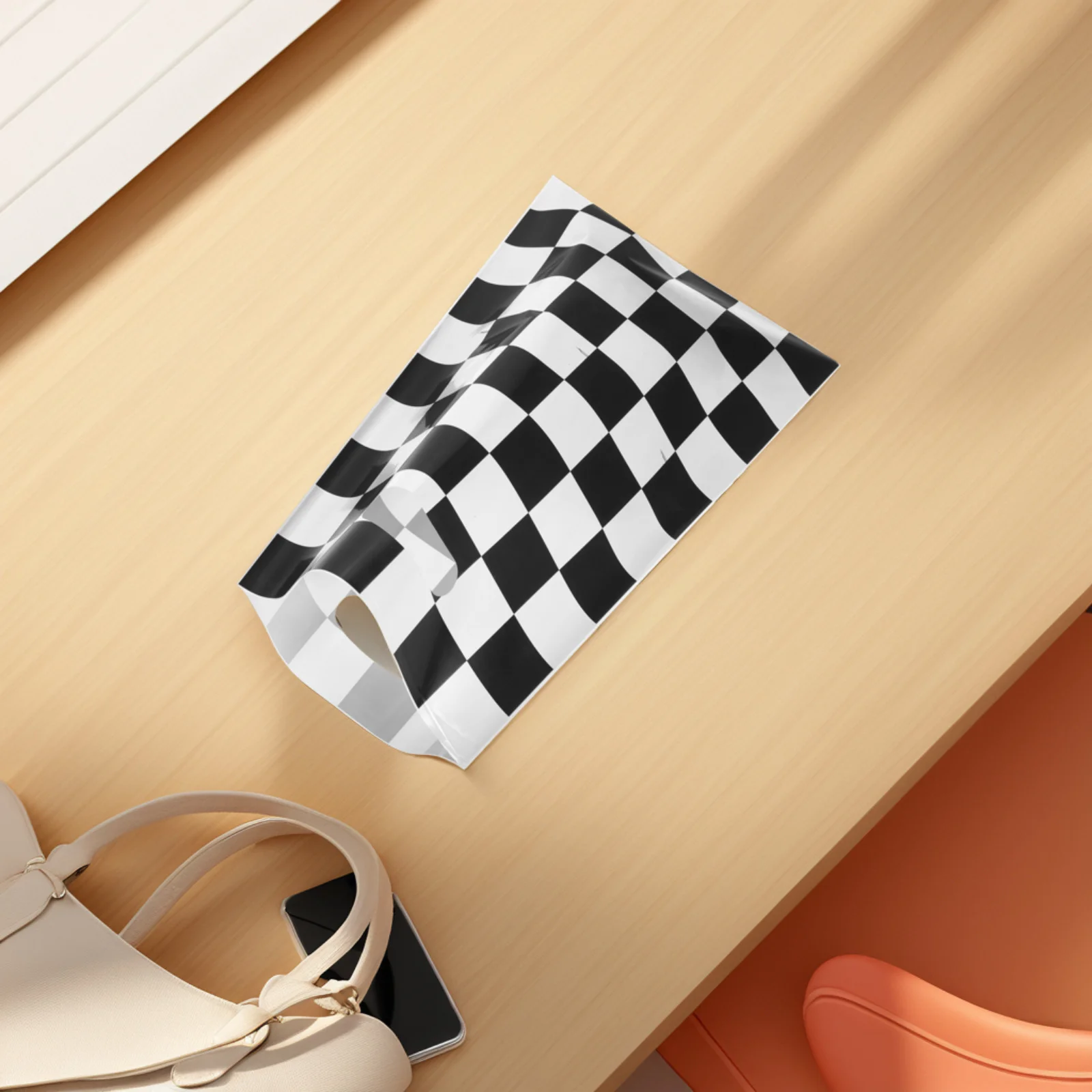 

50Pcs Racing Car Gift Bags Black White Checkered Printing Tote Bags for Birthday Party Shop Store Favor