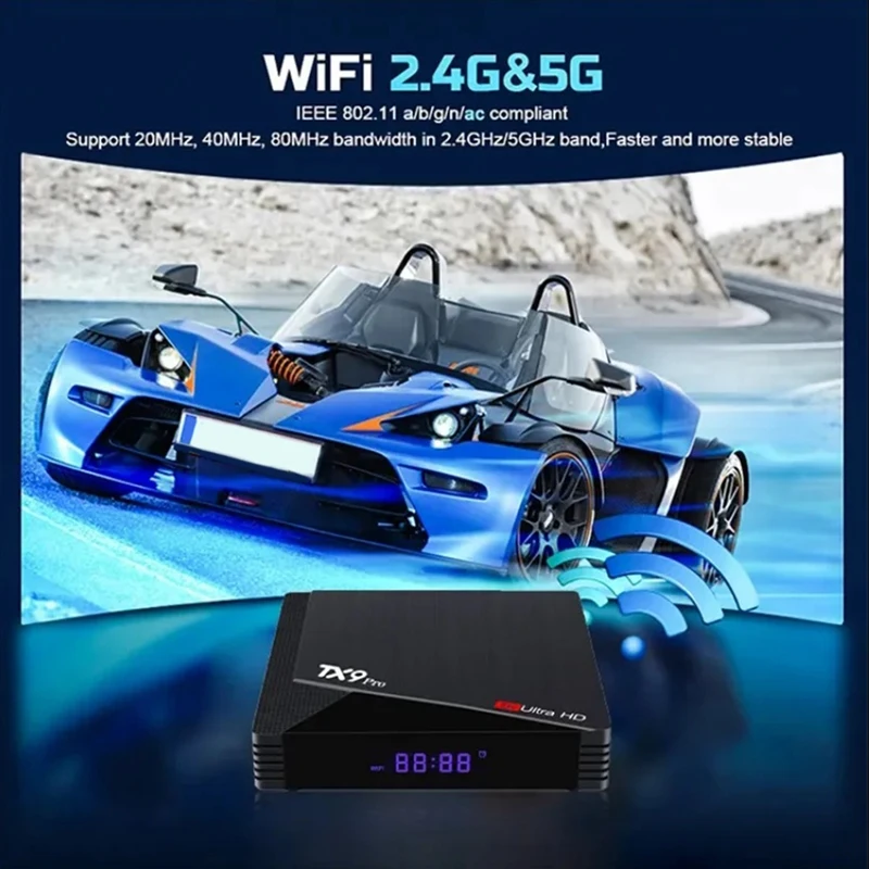 TX9 Pro Android 10.0 Set Top Box 6K HD Dual Brand 2.4G 5.8G WiFi Media Player AIIwinner H313 Smart TV Box EU Plug