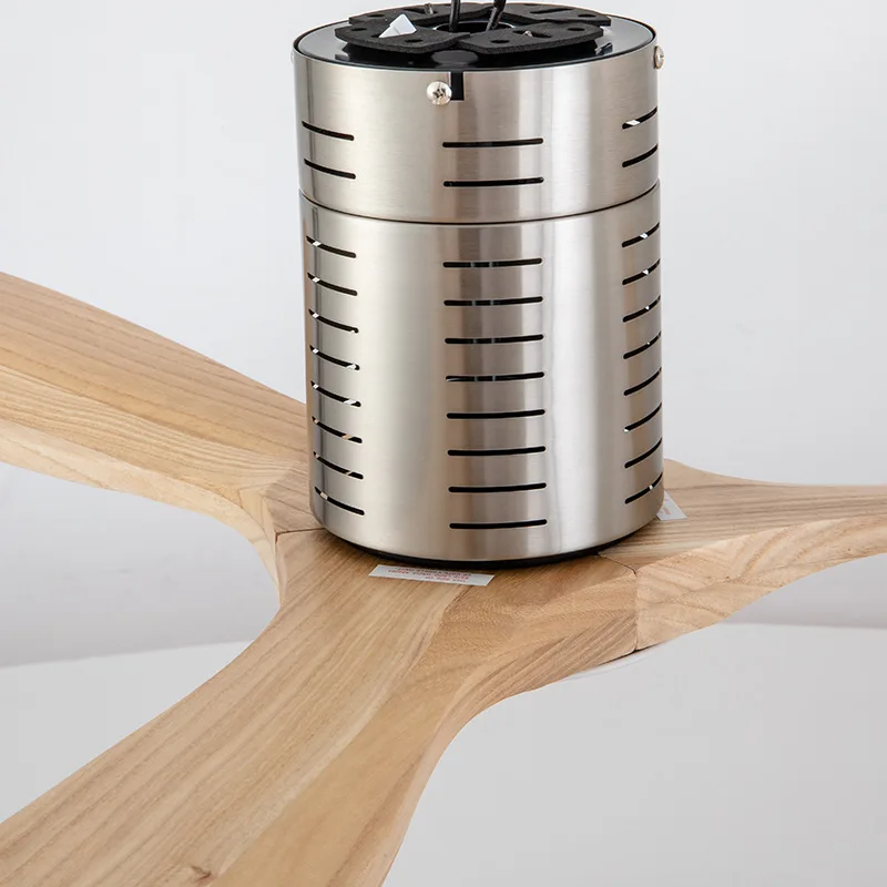 مراوح السقف مع أضواء 52 بوصة مراوح السقف الخشبية الصلبة عن بعد عكسها موتور تيار مباشر مروحة كهربائية غرفة الطعام غرفة نوم داخلي