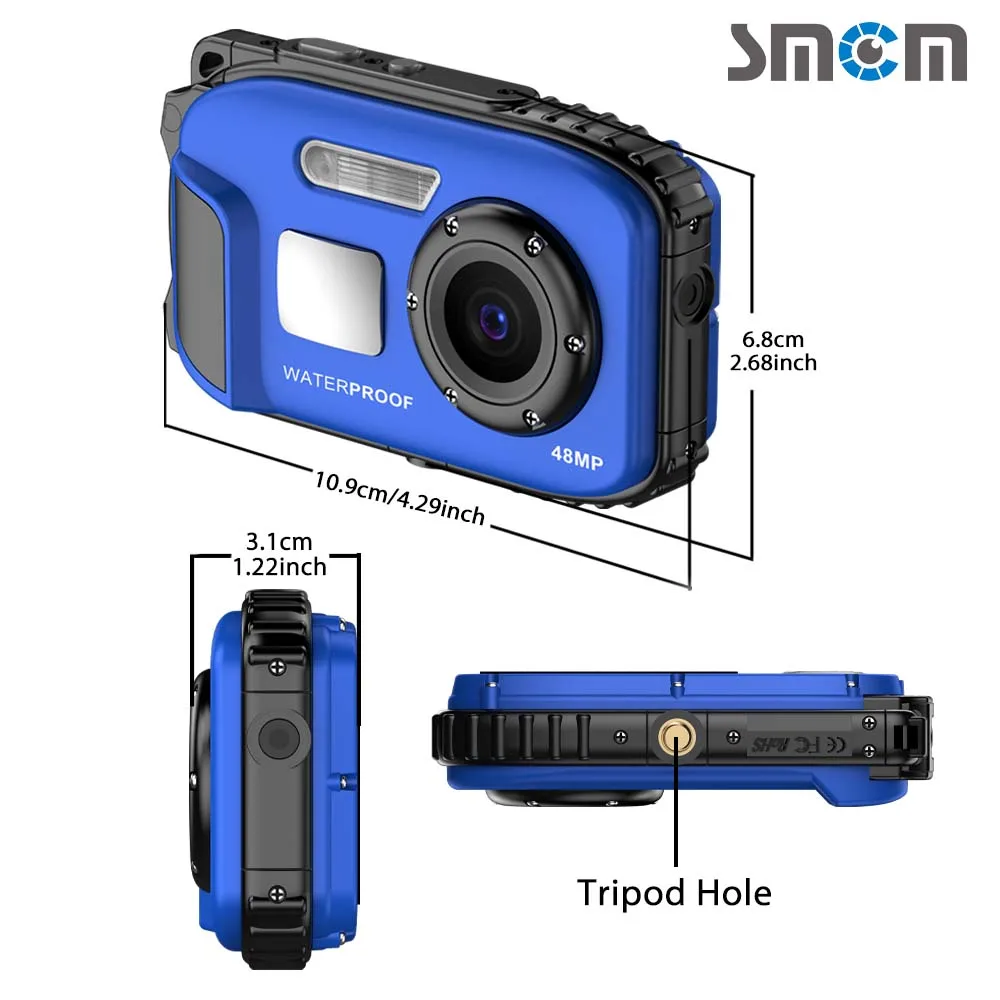 كاميرا رقمية معدنية عارية مقاومة للماء ، كاميرا 5 أمتار ، تكبير رقمي 16X ، شاشة عرض IPS ، 1 way