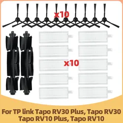 Adequado para peças do aspirador de pó robô TP-Link Tapo RV30 Plus, Tapo RV30, Tapo RV10 Plus, Tapo RV10 Escova lateral principal e filtro Hepa.