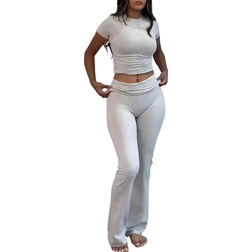 

Casual Exercise Women's Two-piece Crewne T-irt Low Waist Comfortable Breathable Sportswear for Active Women