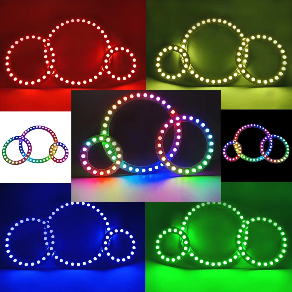 Flexible Display Module DC12V 3Pin WS2815 Matrix Panel Screen with LED Ring Individually Addressable And 28-Key Music Controller