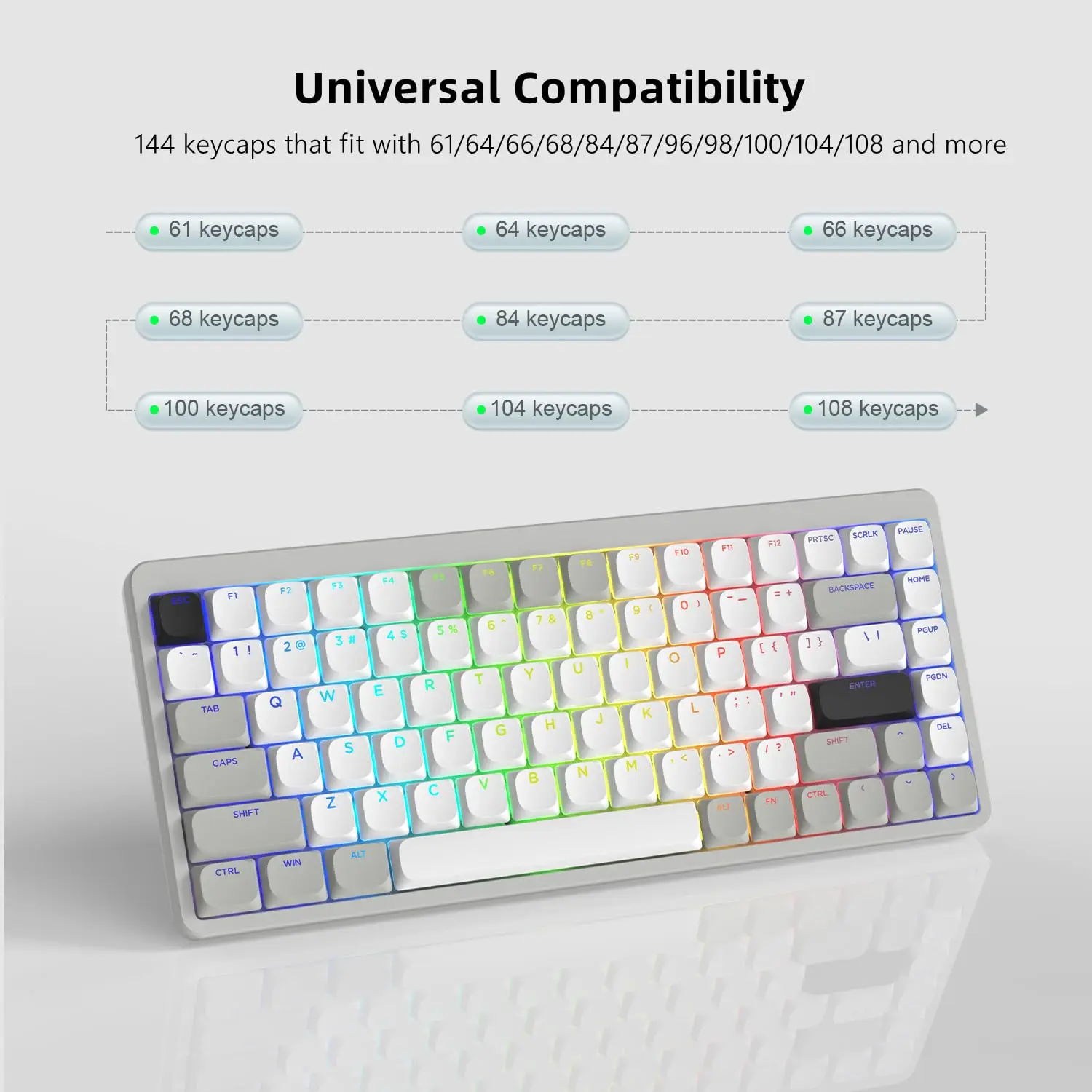 Imagem -05 - Conjunto Completo Personalizado Keycaps Low Profile Pbt Keycaps Horizon Tiro Duplo Cherry Gateron mx Interruptores Mecânicos 143 Chaves