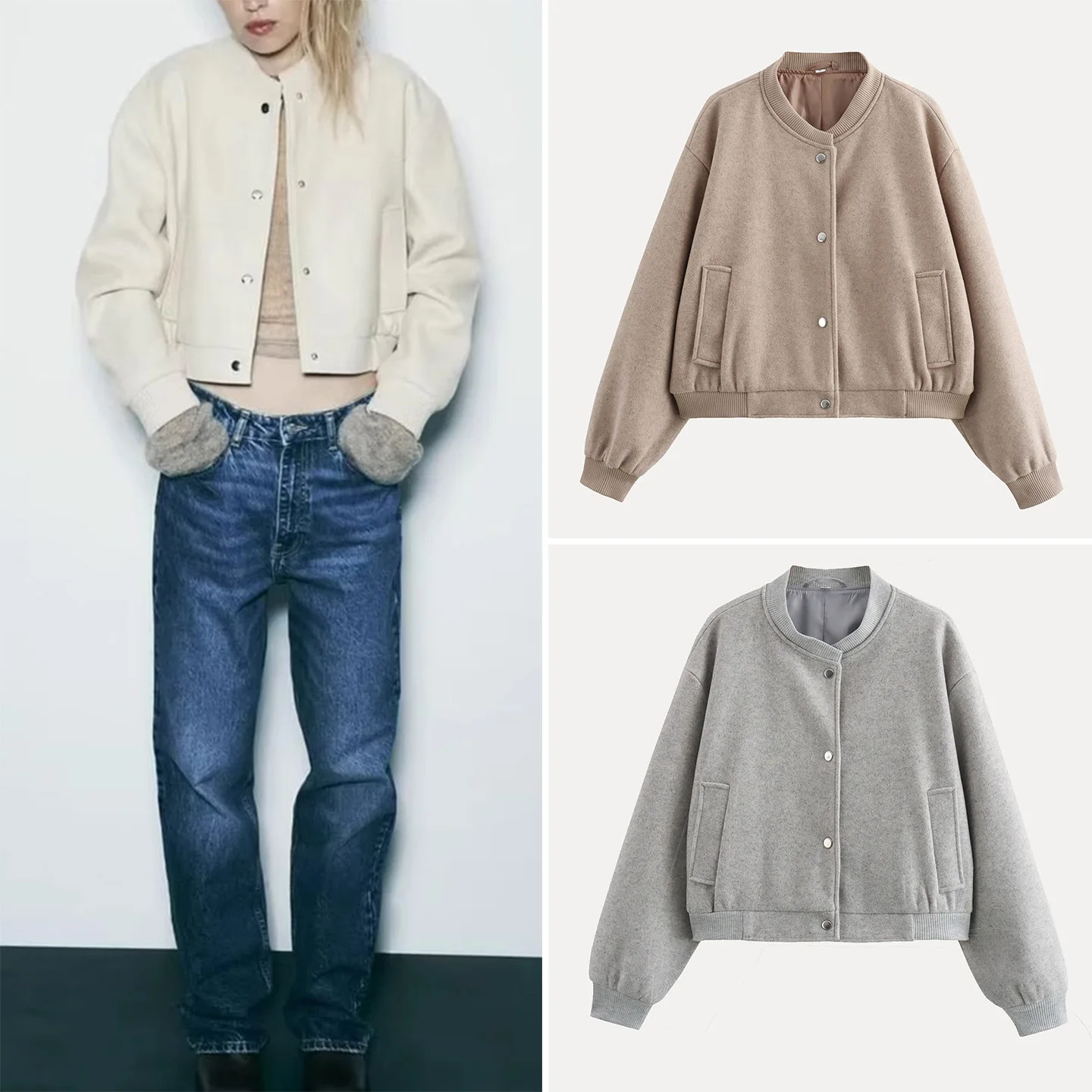 

2025 Autumn New Women's Soft Tweed Jaet Coat Personali Versatile Daily Outerwear Z Stand Fit Ladies' ort Coat