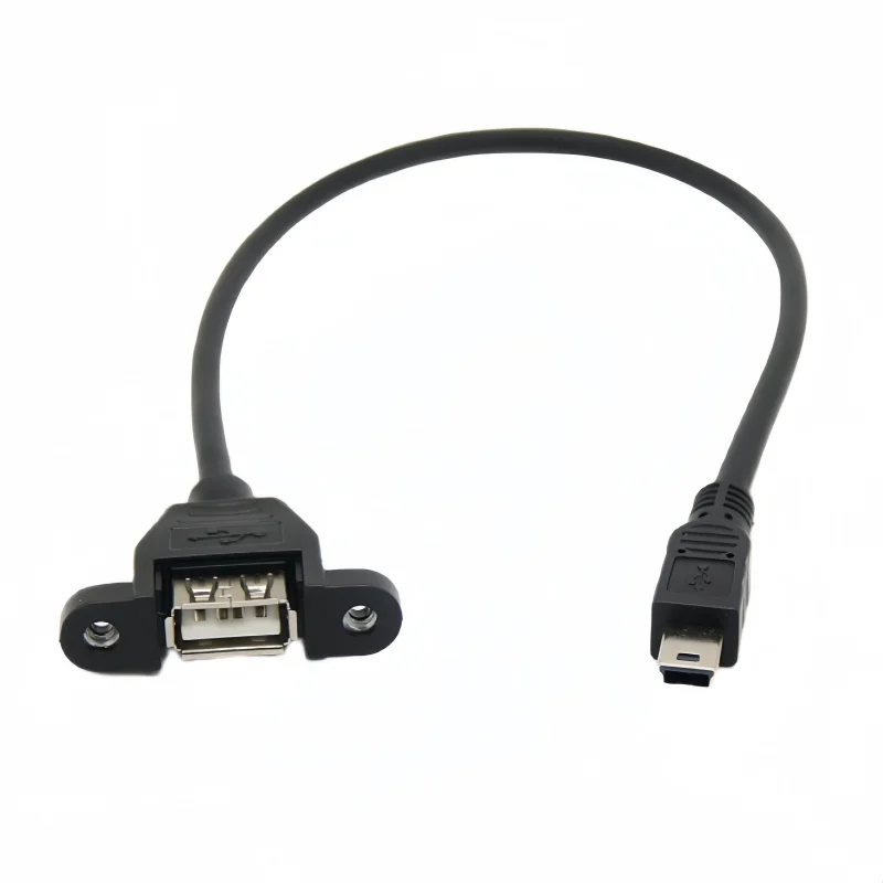

Mini USB2.0 Male 5 Pin To USB A 2.0 Female Extension Cable Panel Mount Screw Ear cord With Screw Holes Baffle Line cable
