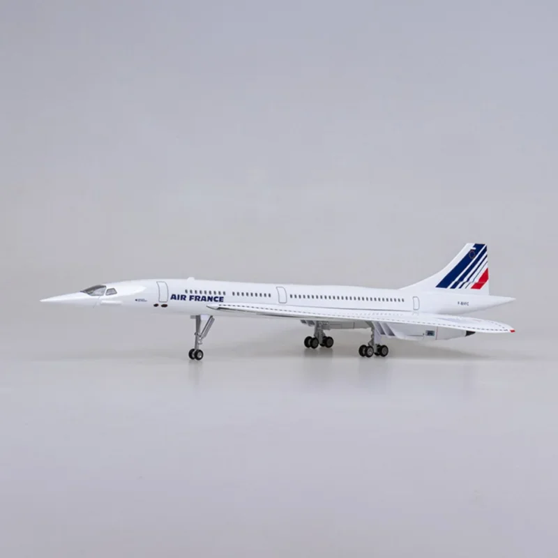 50CM 1/125 Scale Plane Concorde Air France Airline Model Airplane Toy Resin Aircraft with Landing Gears Lights Decoration Crafts