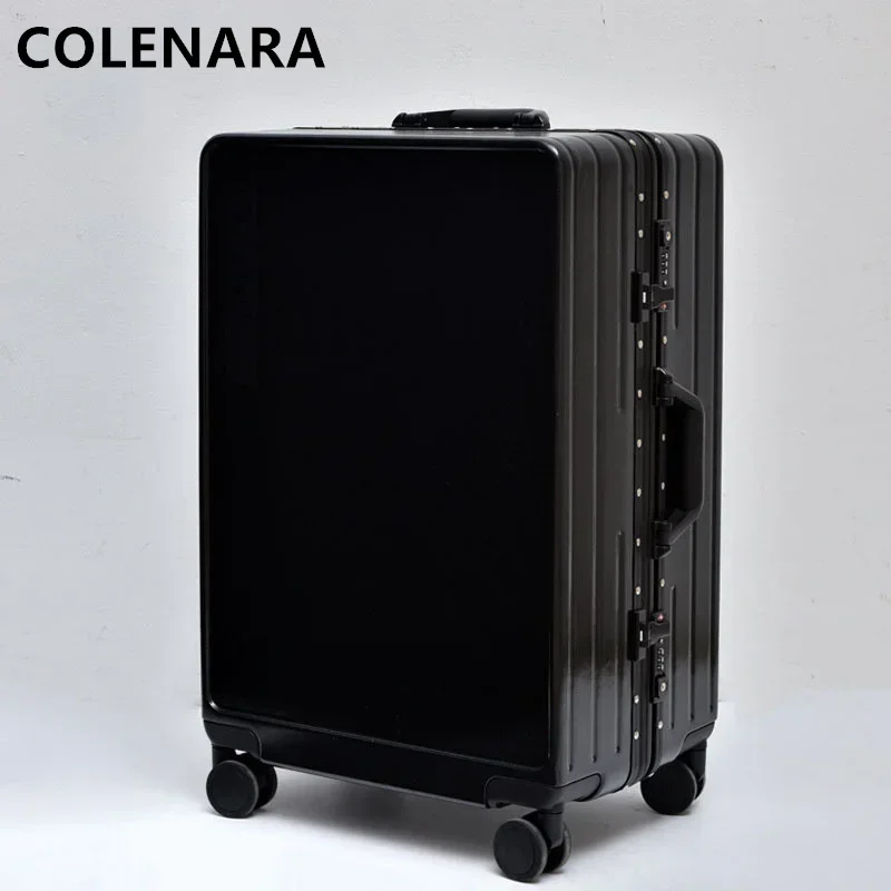 COLENARA-maleta con ruedas, caja de embarque PC de 20 pulgadas, 24 ", 26", marco de aluminio, caja de carro ABS + PC, caja de combinación, equipaje de cabina