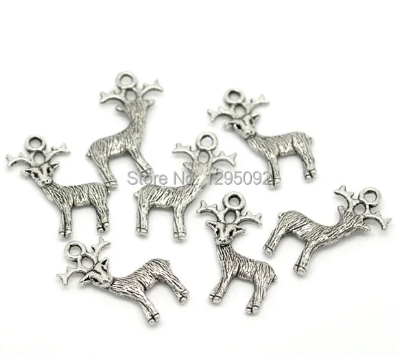 1250Pcs Pendant Antique Silver Tone Breloque Noel Christmas Reindeer Animal Charm Jewelry Findings  24x19mm