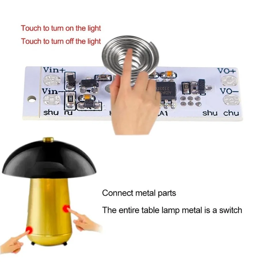 DC12V 24V Capacitive Touch Sensor Switch Coil Spring LED Dimmer On Off Light Switch Module 36W 3A for Smart Home LED Light Strip