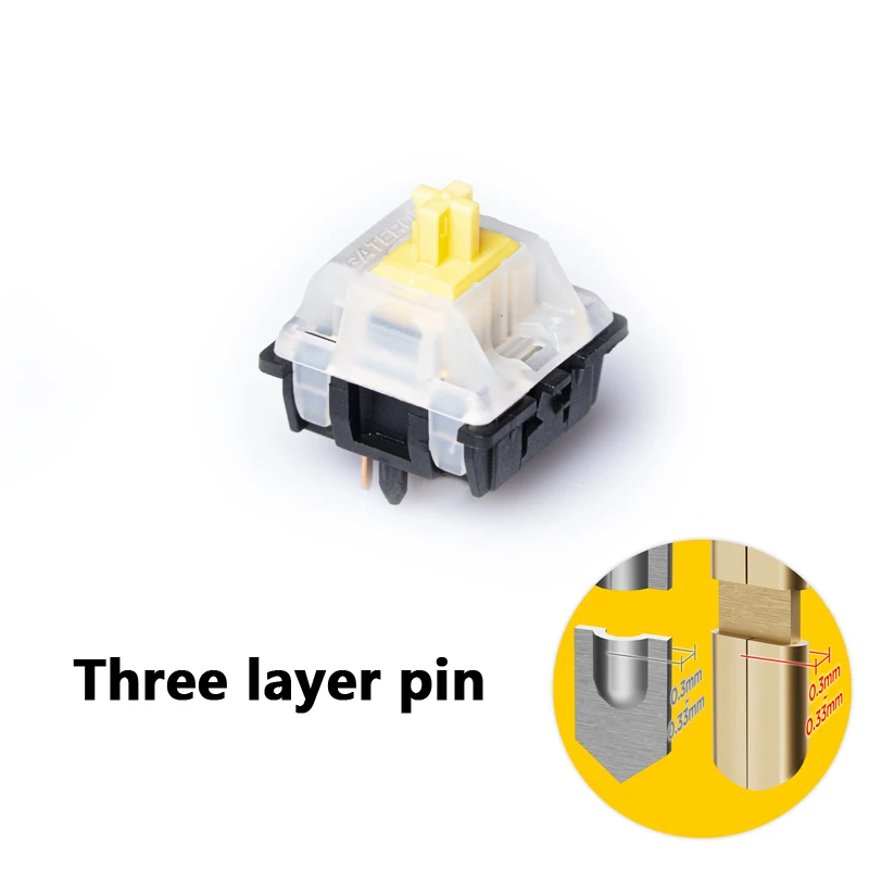 

Gateron top cover milk bottom cover black and yellow Pro switch lubrication three-layer pin mechanical keyboard switch 50GF