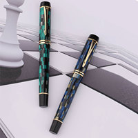Moonman M600 Resin Fountain Pen with Converter Checkerboard BOCK F Nib Writing Ink Pen School office Supplies Stationery gift