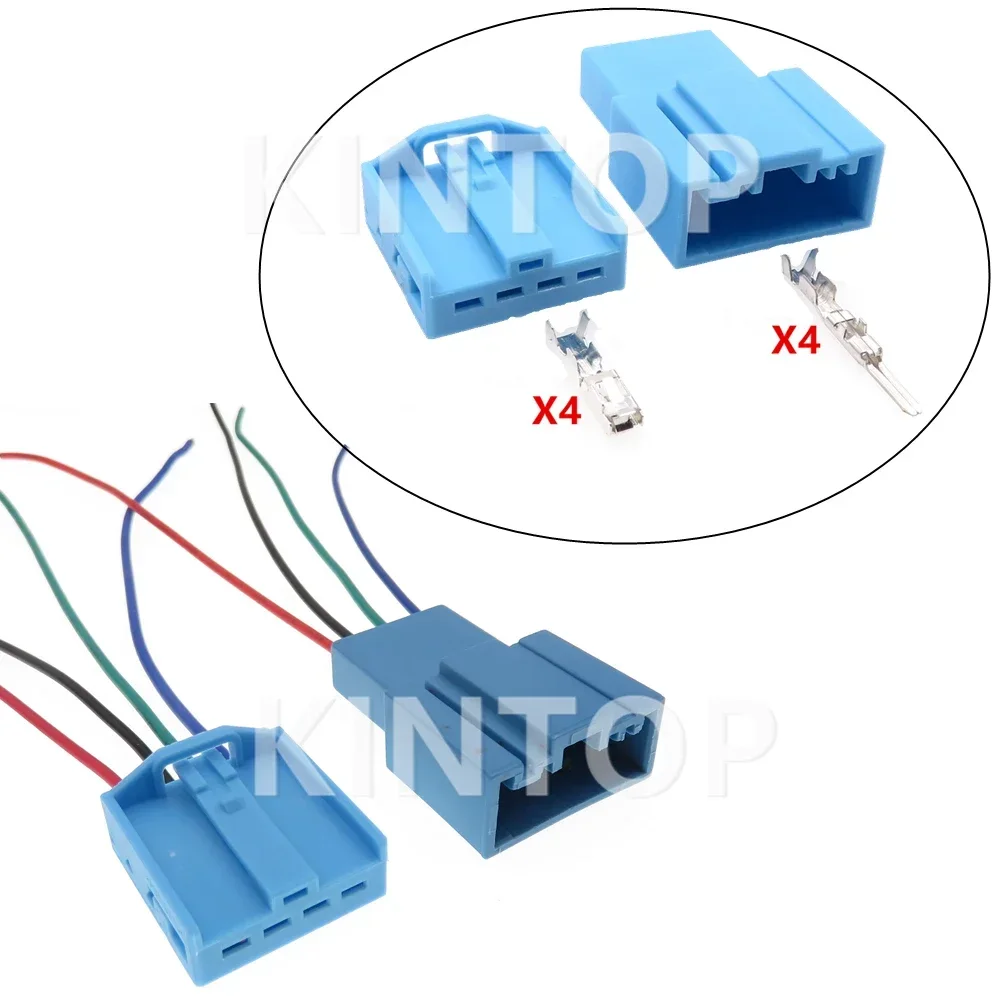 1 Set 4 Pins AC Assembly Blue Car Wiring Socket Auto Replacement Plug Parts 1719093-3 B Automobile WOOFER Unsealed Connector