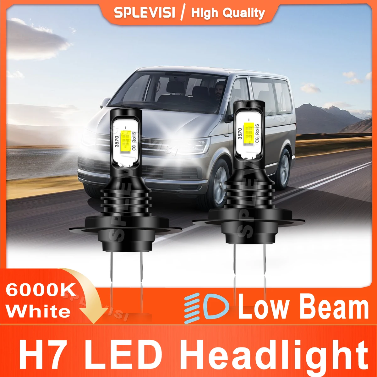 

2x H7 For VW Transporter 2008 2009 2010 2011 2012 2013 2014 2015 2016 2017 2018 2019 2020 2021 2022 2023 LED Headlight Low Beam