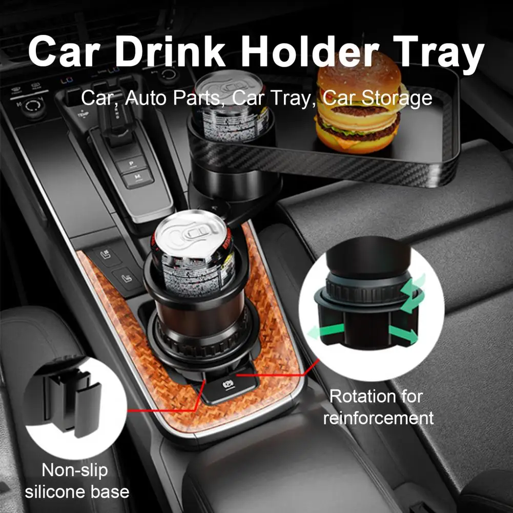 

Universal Fit Cup Holder 3-in-1 Car Cup Holder Tray Expander with Detachable Food Table 360 Degree Rotate for On-the-go