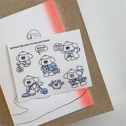 Ins Cartoon Kitten Dog Cute Stickers Simple Line-drawing Kawaii Sealing Labels Stationery Traceless Decorative Sticker PVC