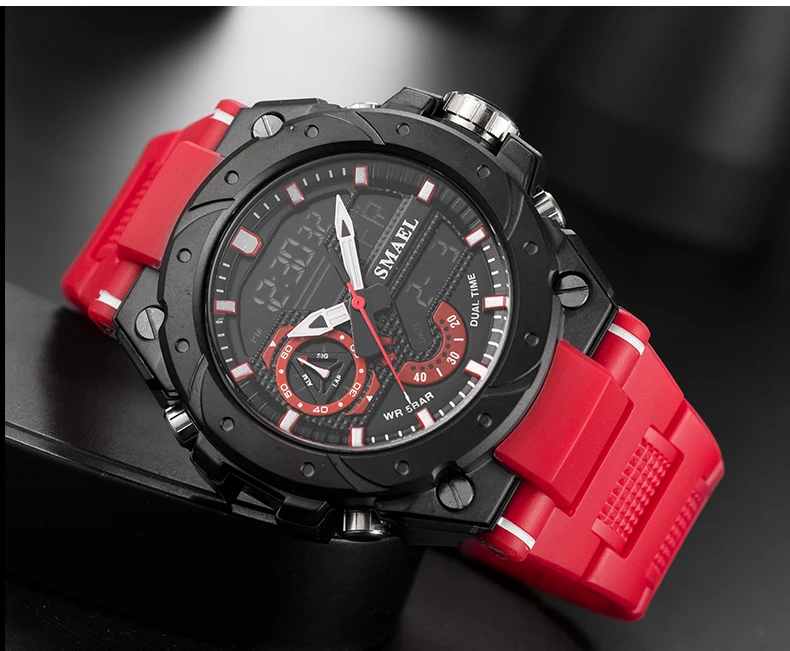 SMAEL Sport Quartz Watches LED DisplayShock Resistant 50M Waterproof Alarm Clock Analog Digitals 8060 For Men S08c053d051d1451b93d44b8bf4b41a45y