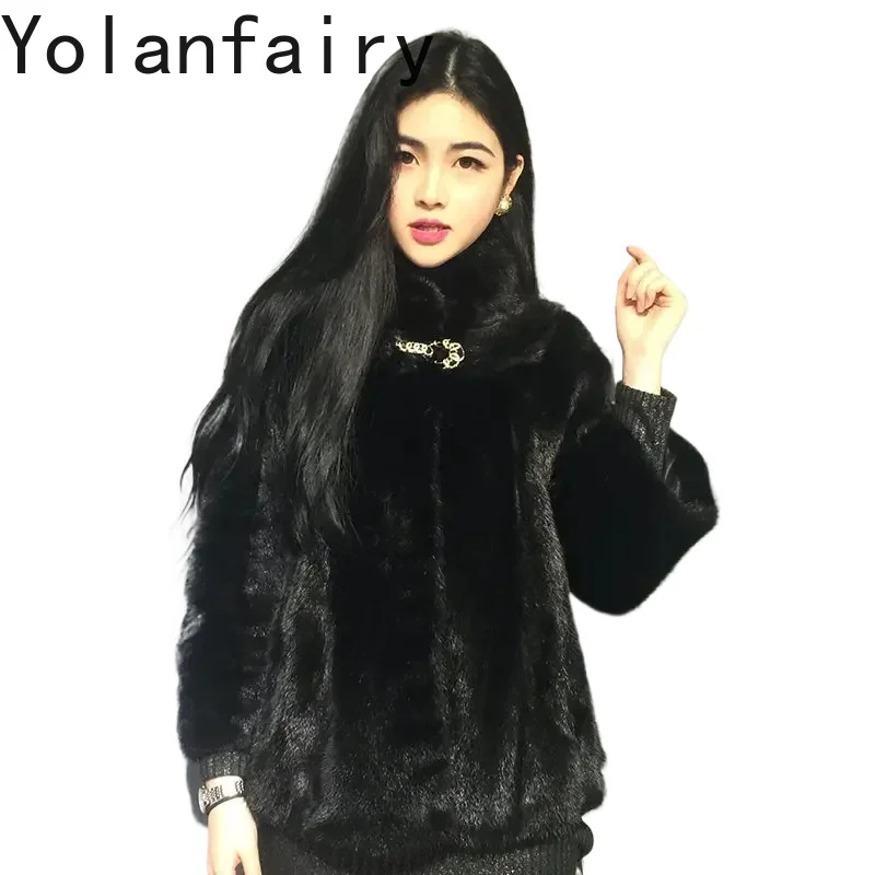 

YOLANFAIRY Новое зимнее пальто женская куртка из натурального меха женские норковые шубы из цельной норки тонкая женская норковая одежда Manteau Femme Hiver
