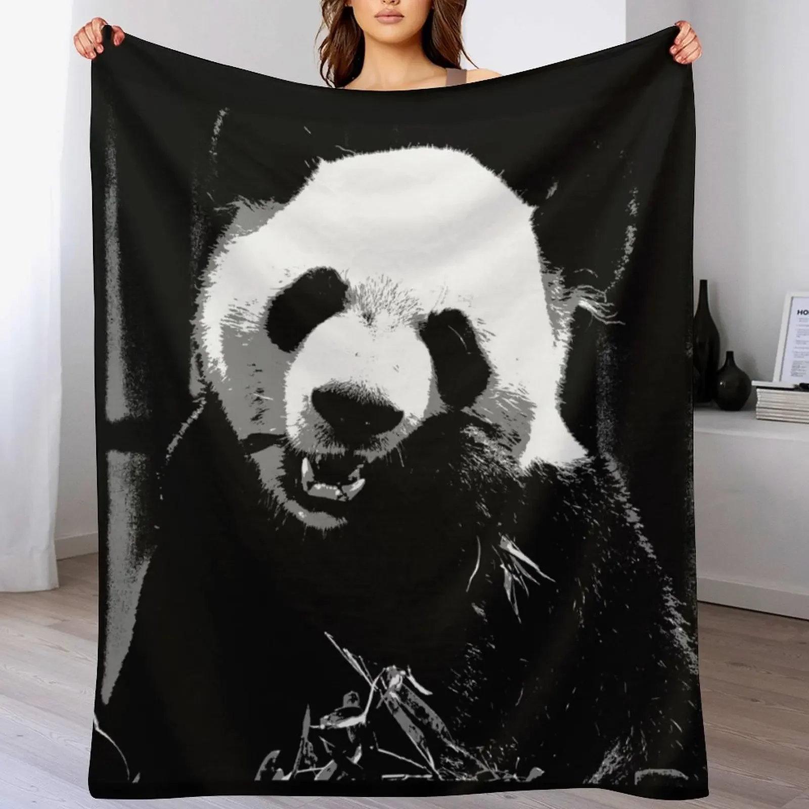 

Cute Giant Panda Bear with tasty Bamboo Leaves Throw Blanket Lightweight Cozy Blanket for Bed Sofa