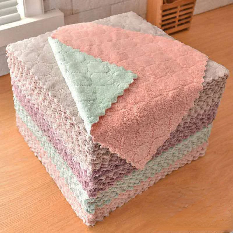 5pcs Super Absorbent Microfiber Kitchen Dish Cloth High-efficiency Tableware Household Cleaning Towel Kitchen Tools Gadgets 25cm