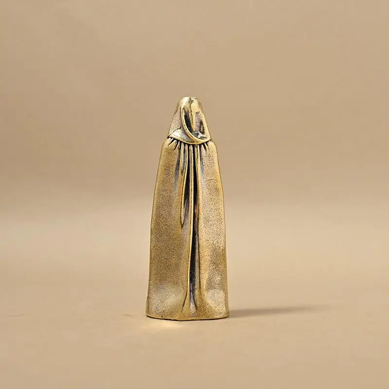 Mini-Schleiermann-Figur ohne Gesicht, Vintage-Messingstatue, kleines Dekorationsstück für das Arbeitszimmer, Schreibtisch, Weihnachtsgeschenk – Detail 6
