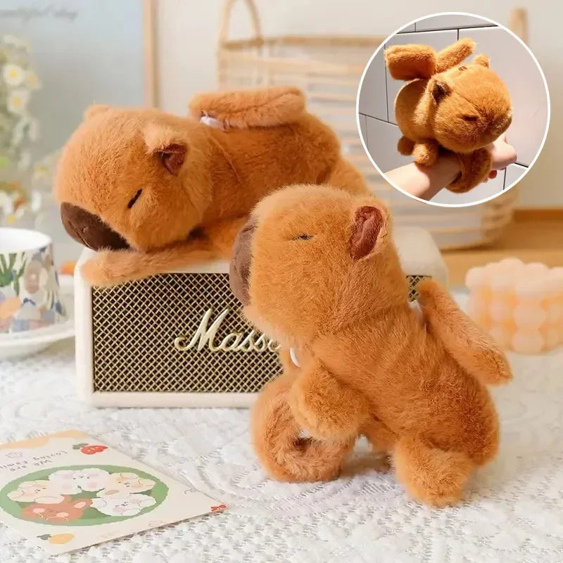 Lovely Capybara Animal Slap Snap Wrap Wristband Bracelet Plush Stuffed Animal Kawaii Kapibara Hand Ring Wristband Kid Funny Toys