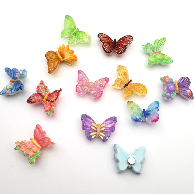 12 Pcs Flower Butterfly Fridge Magnet Colorful Beautiful Animals Resin Message Board Office  Home Decor Cartoon Handicraft Wing