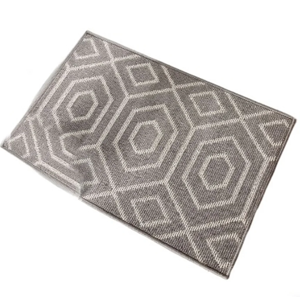 

Indoor Doormat Non-slide Geometric Breathable Area Rug Decorative Floor Mats Hallway Kitchen Bathroom Geometry/Gray