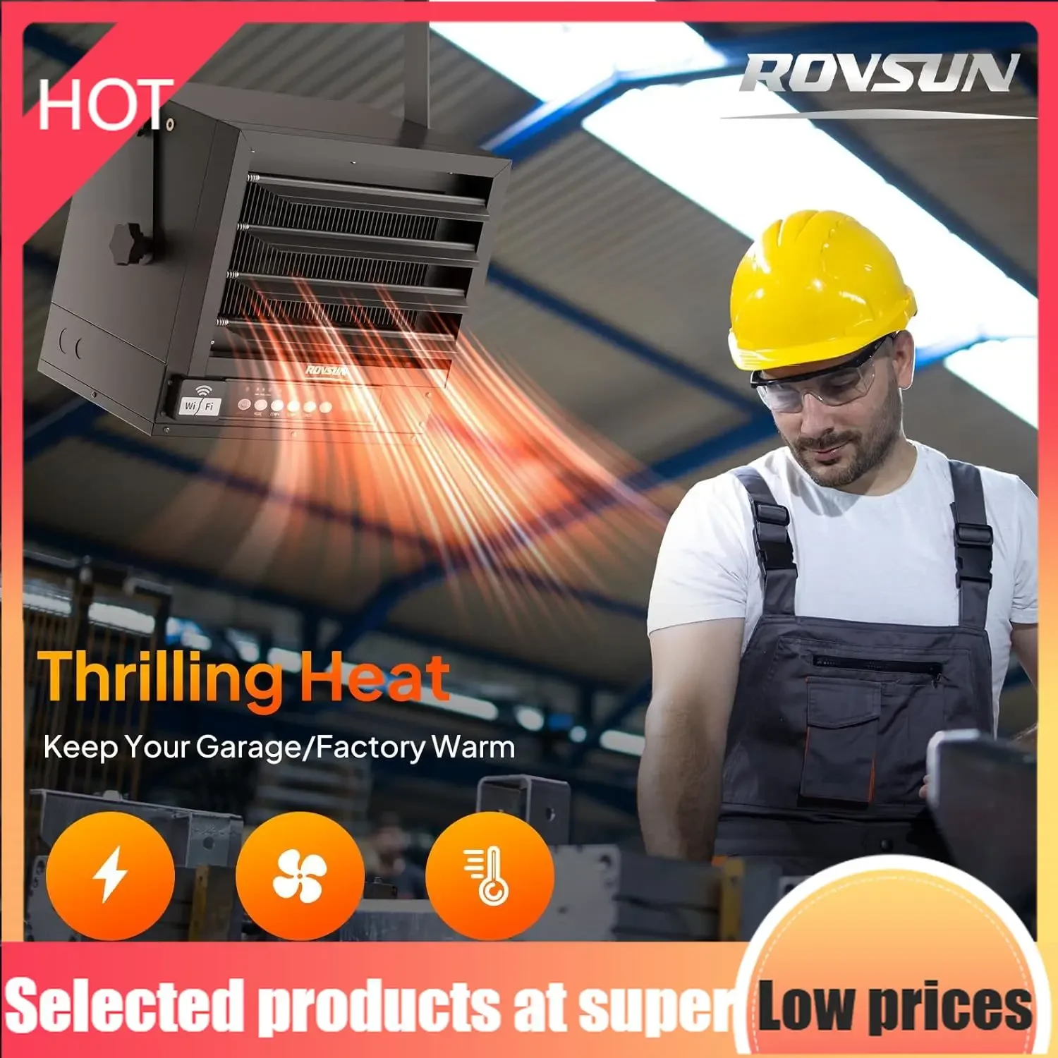 

Competitive Item-5000W Electric Garage Heater With Remote & APP Control, Digital Fan-Forced Ceiling Mount Heater With Thermostat