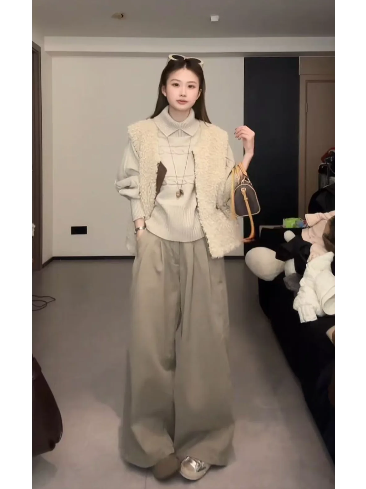 

Thiened Casual Wide Leg Jeans l Waist 3D Tailoring Breathable Comfortable Winter Ladies Jeans Non-Fce Denim