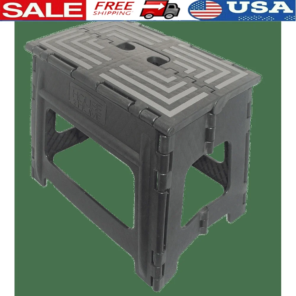 

Складной табурет-ступенька, легкий пластиковый компактный стул, емкость 300 фунтов, противоскользящее основание, портативная ручка, кухня, ванная комната, на открытом воздухе