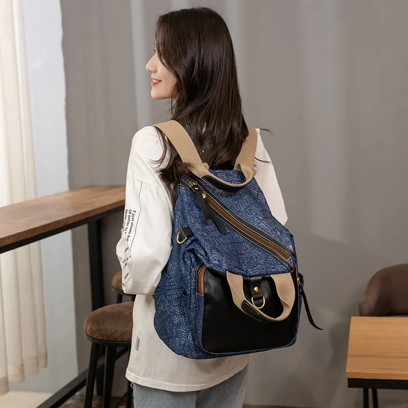 

Women Backpack Versatile Large Capacity Class Bags for Girl Designer Bag Fashionable Denim Canvas Back To School Bags Mochila