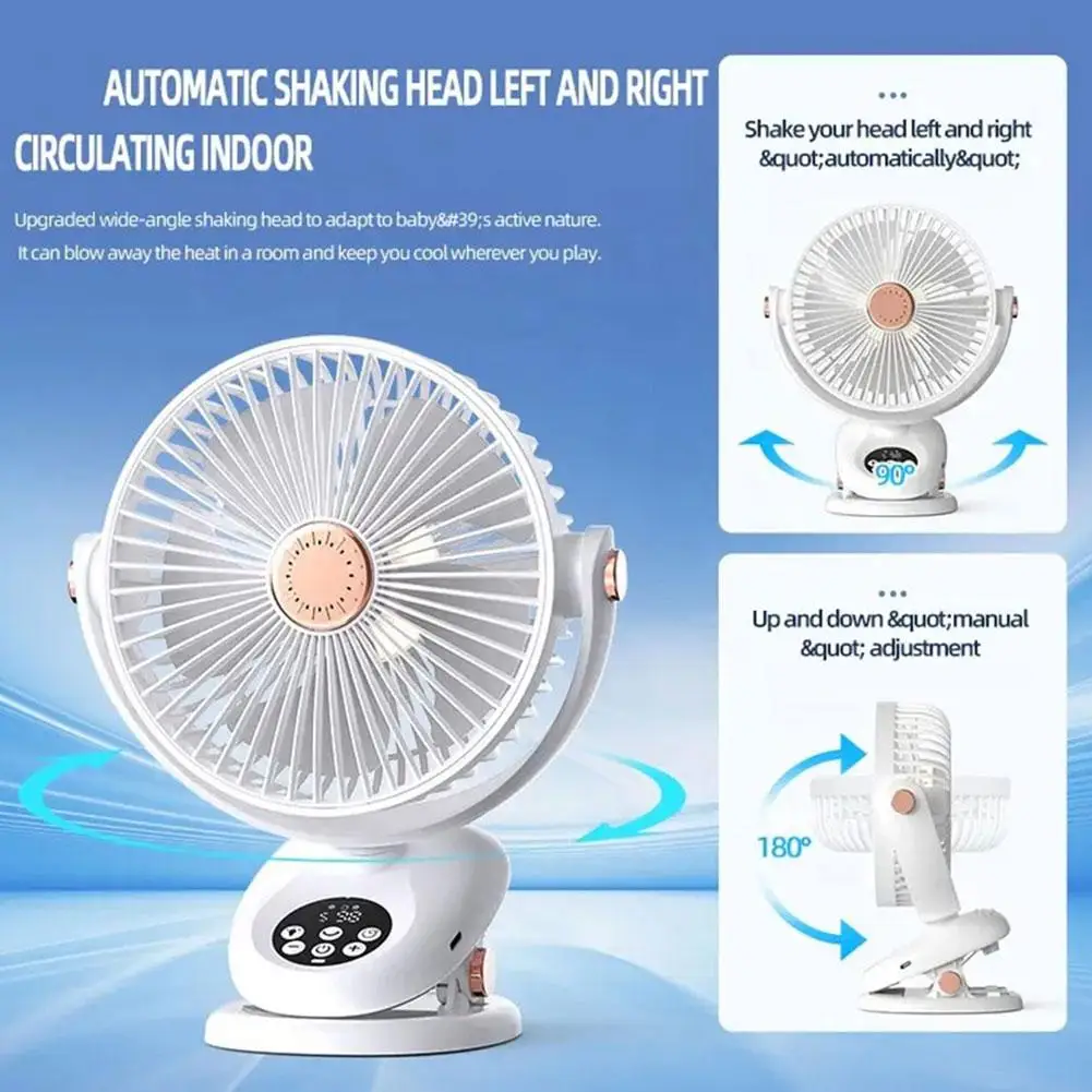 

NEW High-quality Portable Multifunctional Electric Head Charging Fan Cooling Shake Function Desktop Fans Quiet Fan Electric A4P3