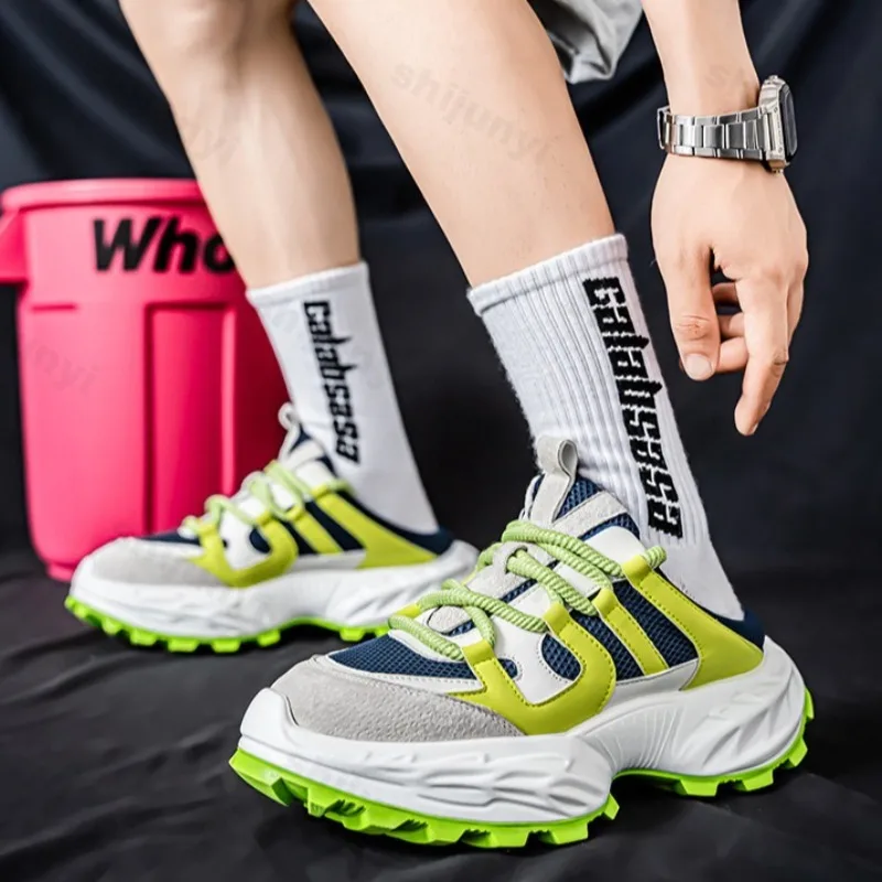 

Новинка лета 2024, трендовая мужская модная повседневная обувь Meah, дышащие универсальные спортивные тапочки на толстой подошве, удобные кроссовки на массивном каблуке