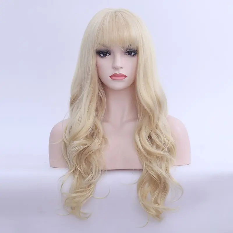 

Long Curly Wig Synthetic Light Blonde Ladies Wavy Hair Wigs Natural Wig