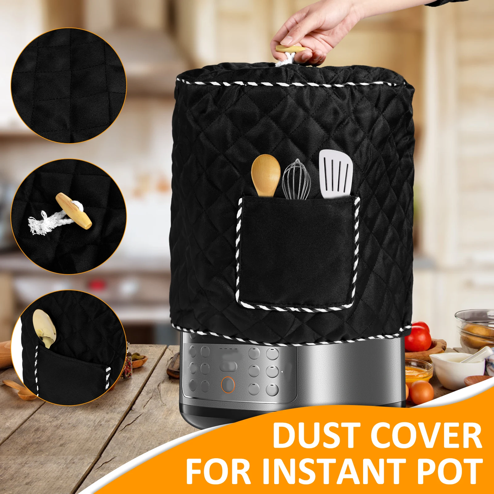 1/3Pcs Kitchen Pressure Pot Dust Cover Washable Air Fryer Cover with Pocket 31x33 cm Foldable Electric Pressure Cooker Covers