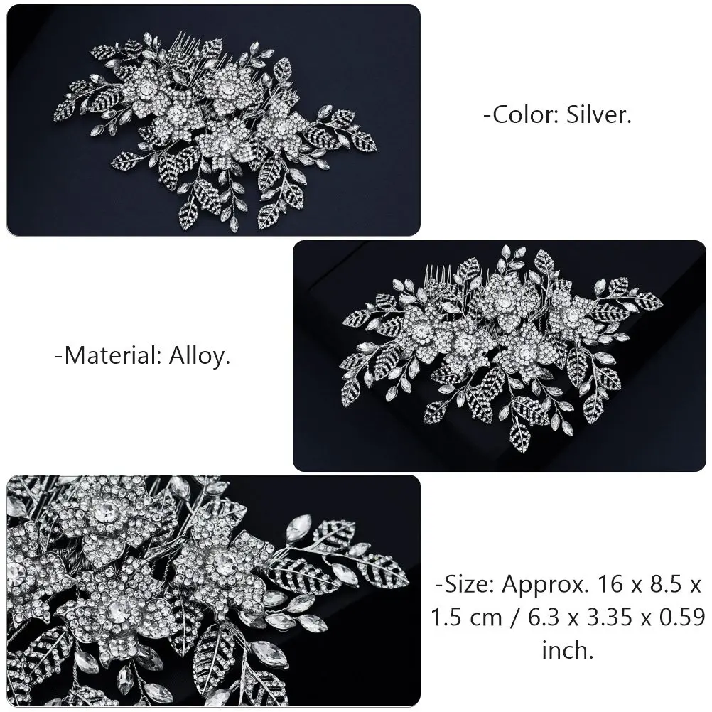 Alloy Comb Rhinestone Accented Chic Hair Insert Comb for Women Bridal Wedding Party Banquet Elegant Hairstyle Enhancer Hair
