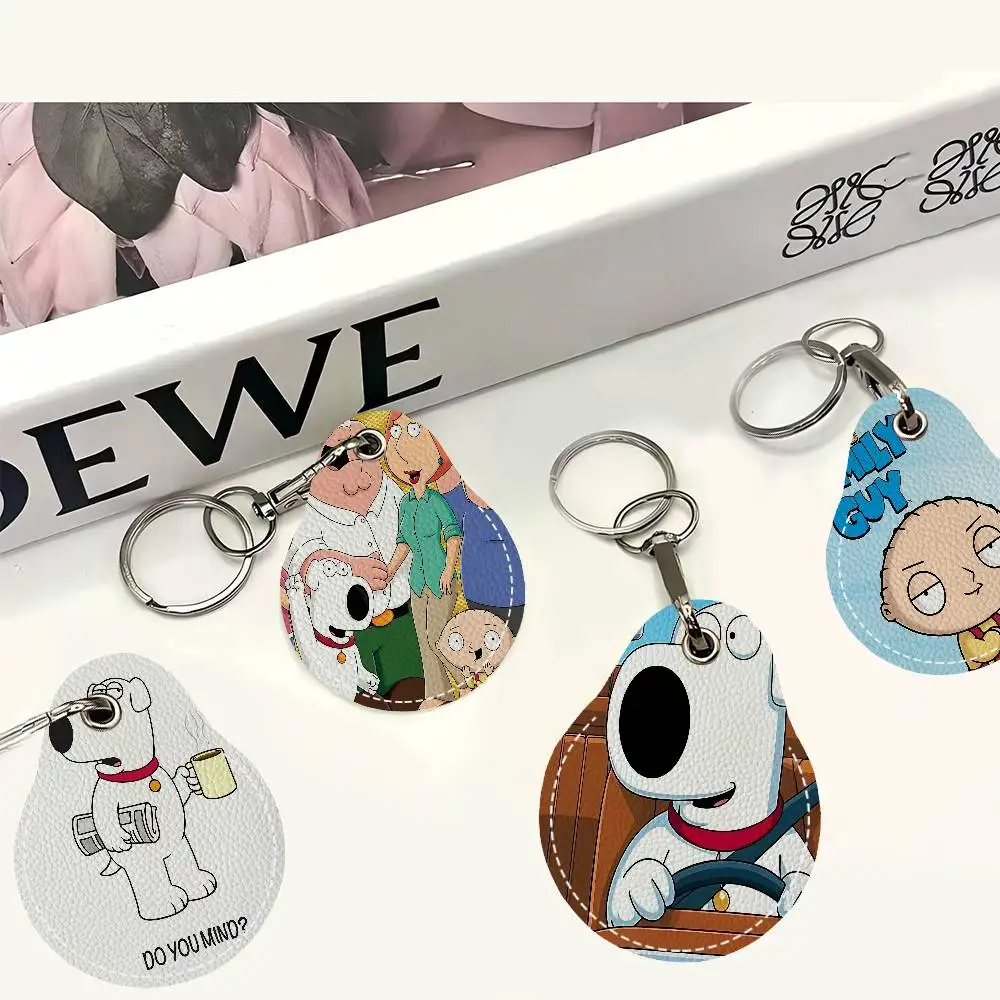 Funny Familys Guys Peter Round Keychains For Women PU Leather Blanks Key Rings Ideal For Holiday Gifts And Party Favors