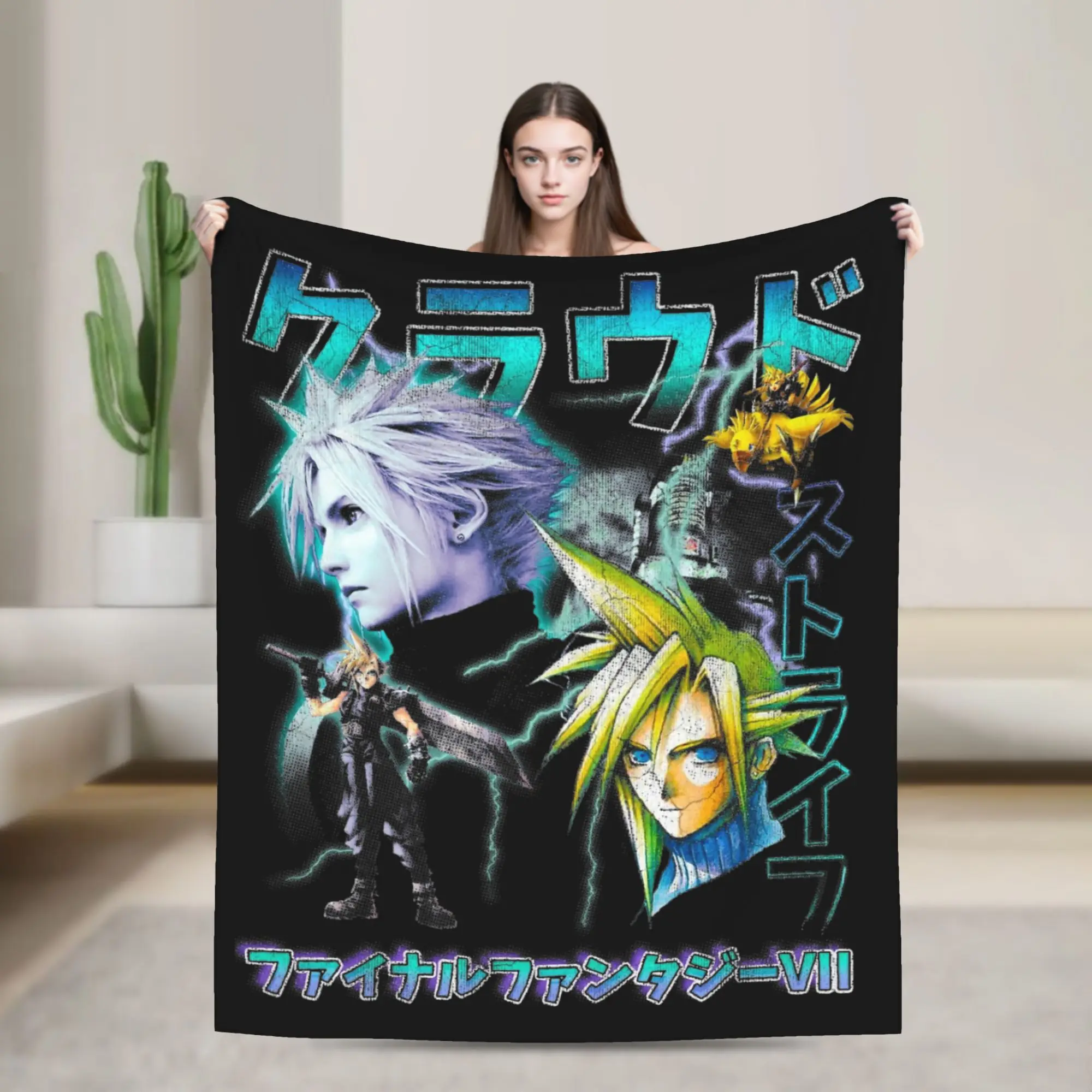 Cloud Strife Vintage Finals Fantasys Blanket Fleece Decoration Breathable Super Warm Throw Blankets for Home Bedroom Bedspreads