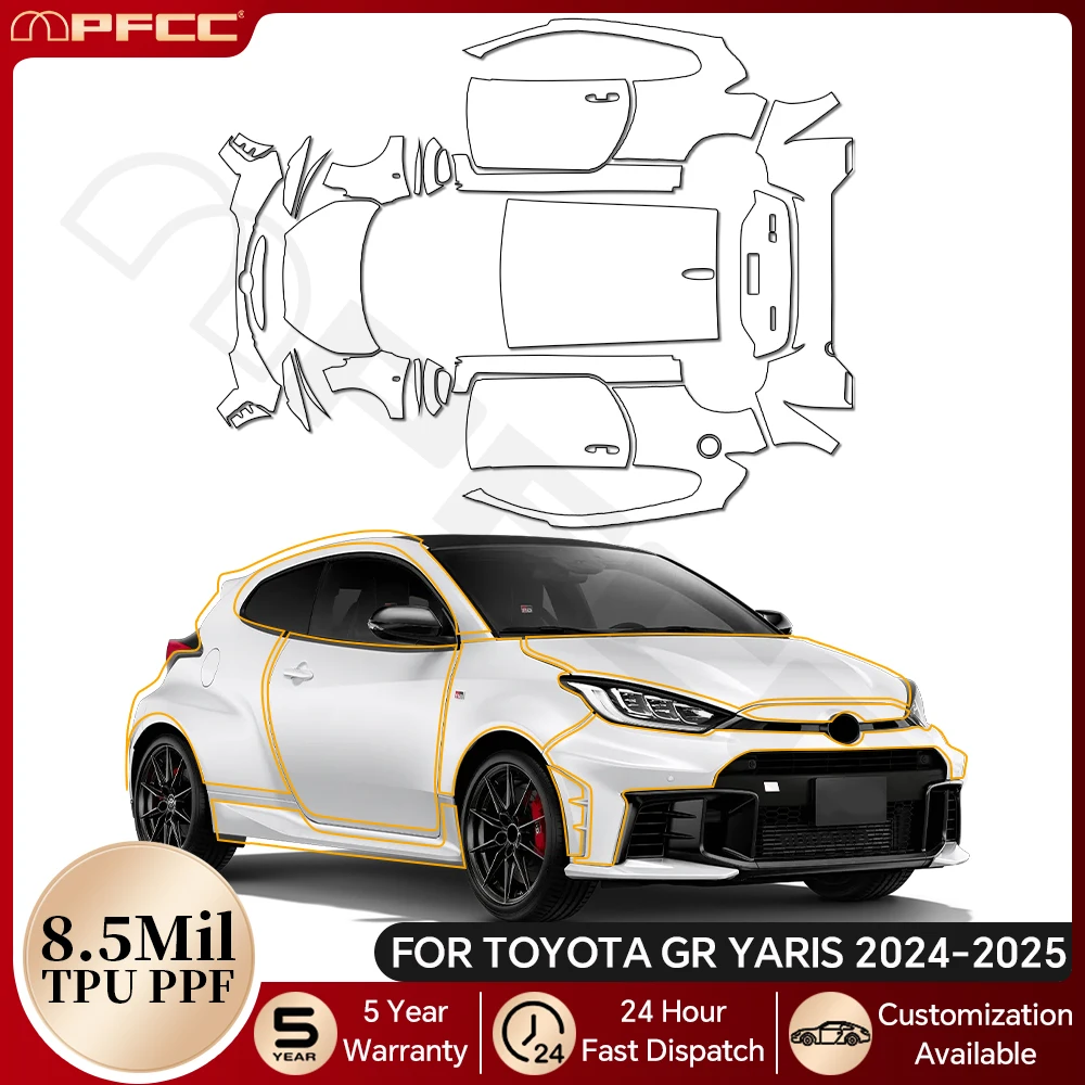 

For Toyota GR Yaris 2024 2025 8.5Mil Paint Protection Film Pre-cut PPF Bra Car Body Bumper Clear Anti-Scratch Cover Resistant