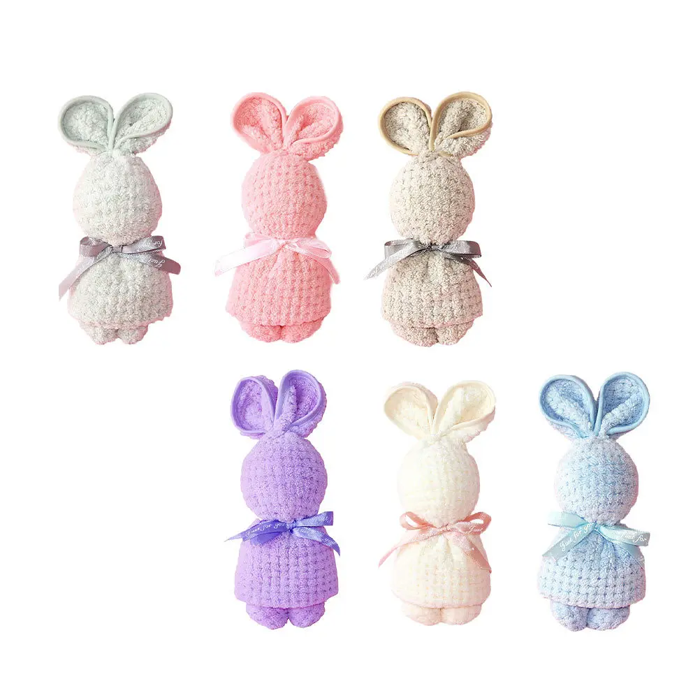 

6Pcs Small Rabbit Towel High-Quality Bath Towels for Babies No Hair Loss Breathable Fabric Multi-Function Towel for Easter