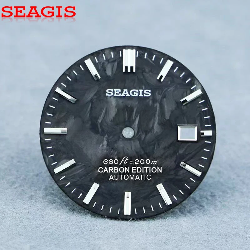 seagis-carbon-fiber-dial-315mm-for-prx-luxury-waterproof-diving-case-fit-nh35-movement-watch-face-blue-lume