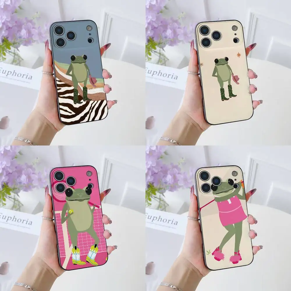 Cartoon Anime Abstrakte Frosch Handyhülle Laser IMD Farbe Silber Schale für iPhone 17 16 15 14 13 12 11 Air Pro Max Plus